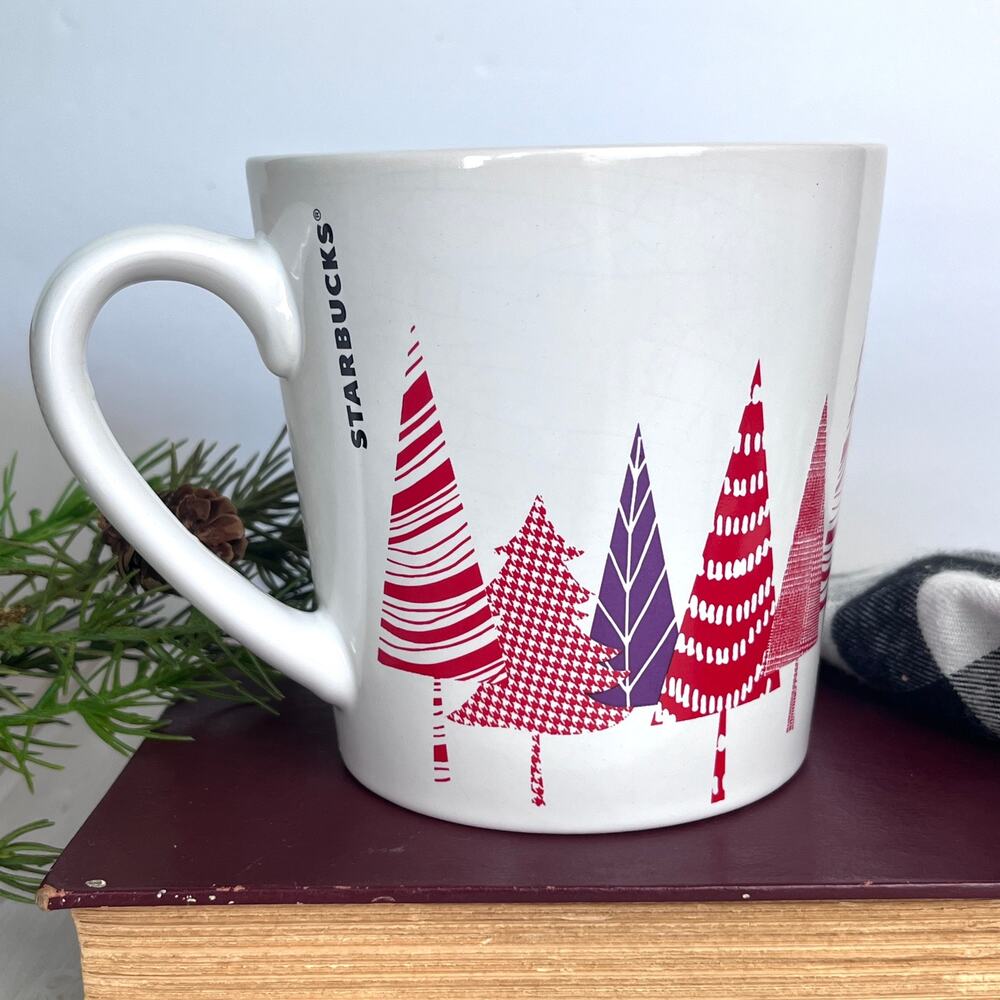 Starbucks 2017 Holiday Christmas Ceramic Mug Abstract Trees Festive Modern